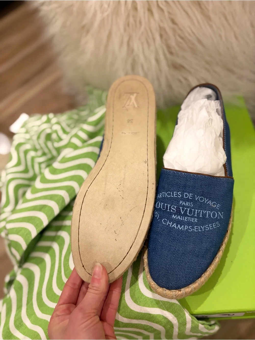 Louis Vuitton Denim Espadrilles in Navy Blue